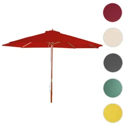 Sonnenschirm Florida, Gartenschirm Marktschirm, Ø 3m Polyester/Holz ~ rot