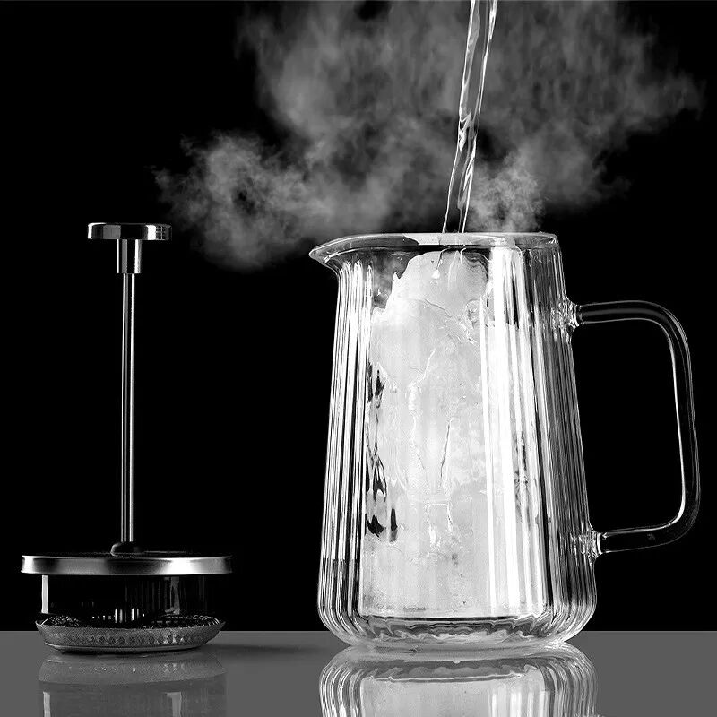 INF 1000ML Vertikale Streifen Doppelwandige French-Press-Kaffeemaschine