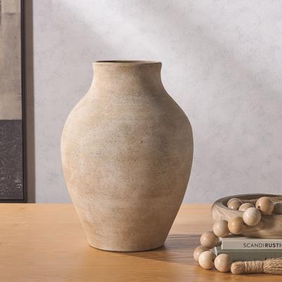 "SAFAVIEH Mesa 14-Inch Stoneware Decorative Vase, Natural and Grey - 8"" W x 8"" D x 14"" H"