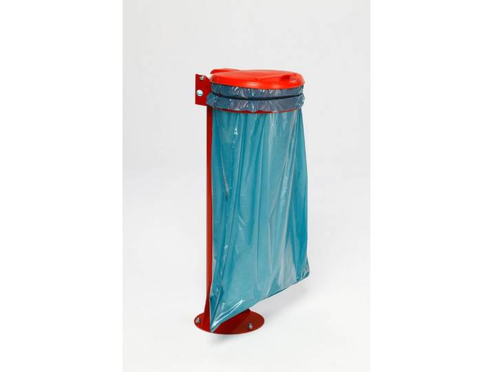 PROREGAL® Mülleimer Standhalter Gummiband Kunststoff-Deckel 105x37x46,5cm Stahl Rot