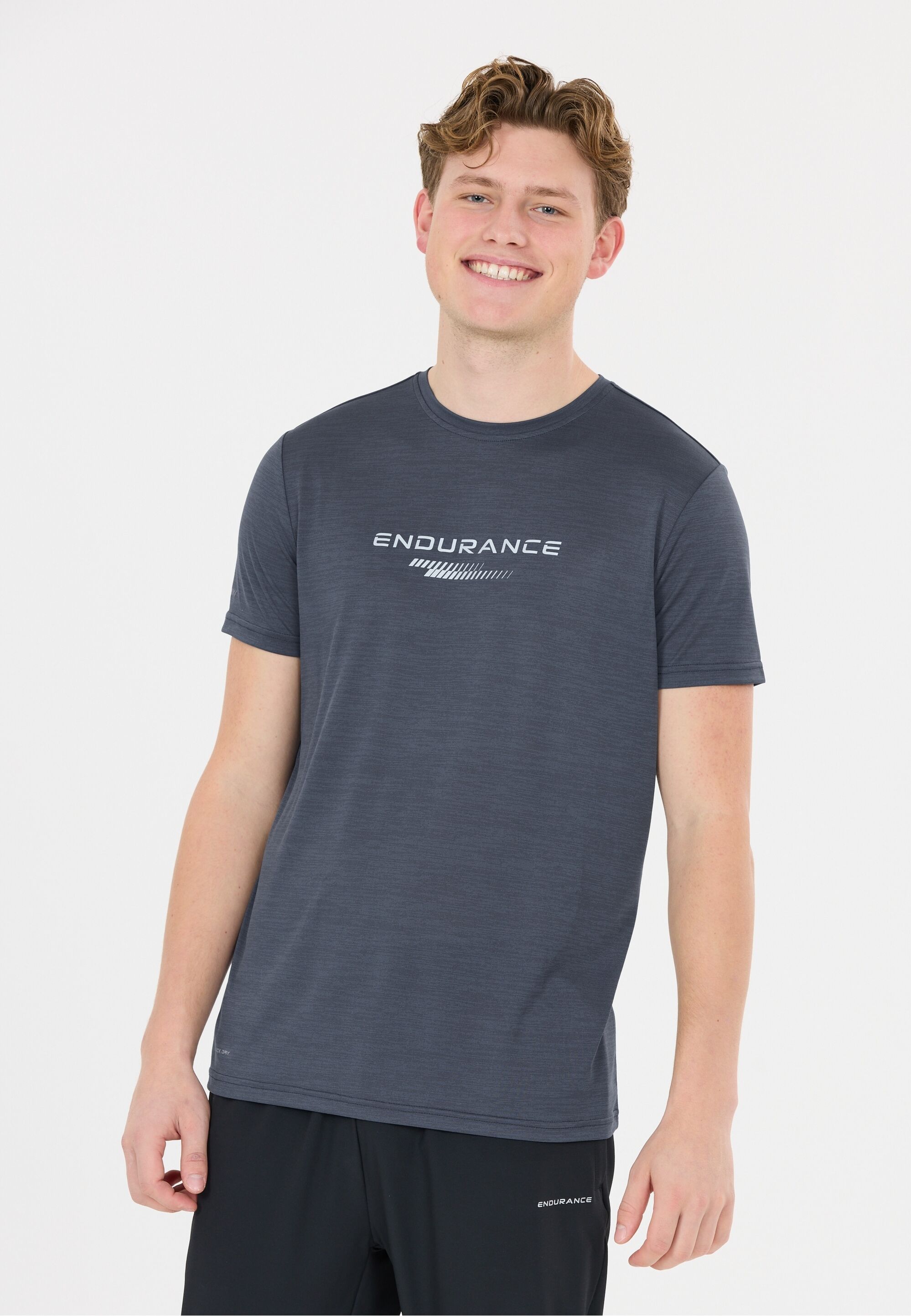 Funktionsshirt ENDURANCE "PORTOFINO", Herren, Gr. L, grau (dunkelgrau, meliert), 100% Polyester, bedruckt, meliert, normal, Rundhals, Shirts Funktionsshirt, mit praktischer Quick Dry-Technologie