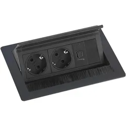 Evoline, Steckdosenleiste, Flip Top Push S 2xSchuko + USB-A- USB-C-Charger schwarz (2x, USB-A, USB-C, 3 m)