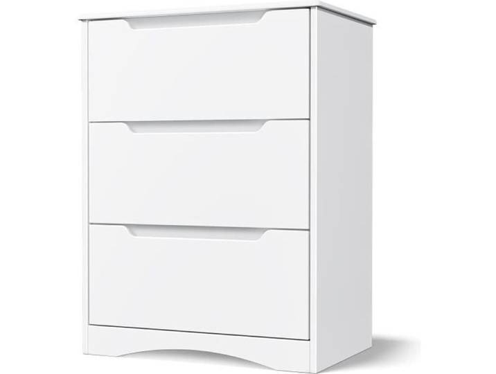 Commode à 3 Tiroirs BEALIFE - Chambre - Blanc - Design Moderne - 60 x 40 x 82