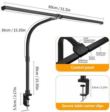 Uplifted Finds 24W Ultra Bright Architect Desk Lamp With Clamp Auto Dimming LED PC Light 2 head