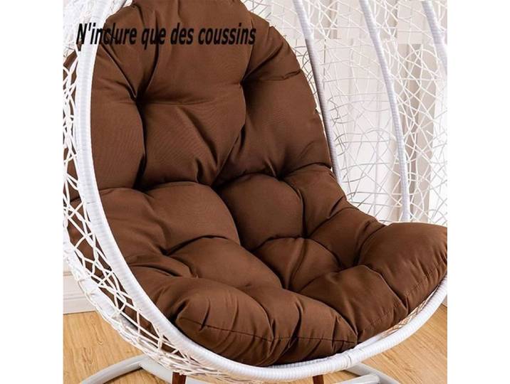 Coussin pour Fauteuil Suspendu Oeuf avec Oreiller Lavable Coussin de Chaise Suspendue Exterieur épais Coussin 120x80cm Cafe