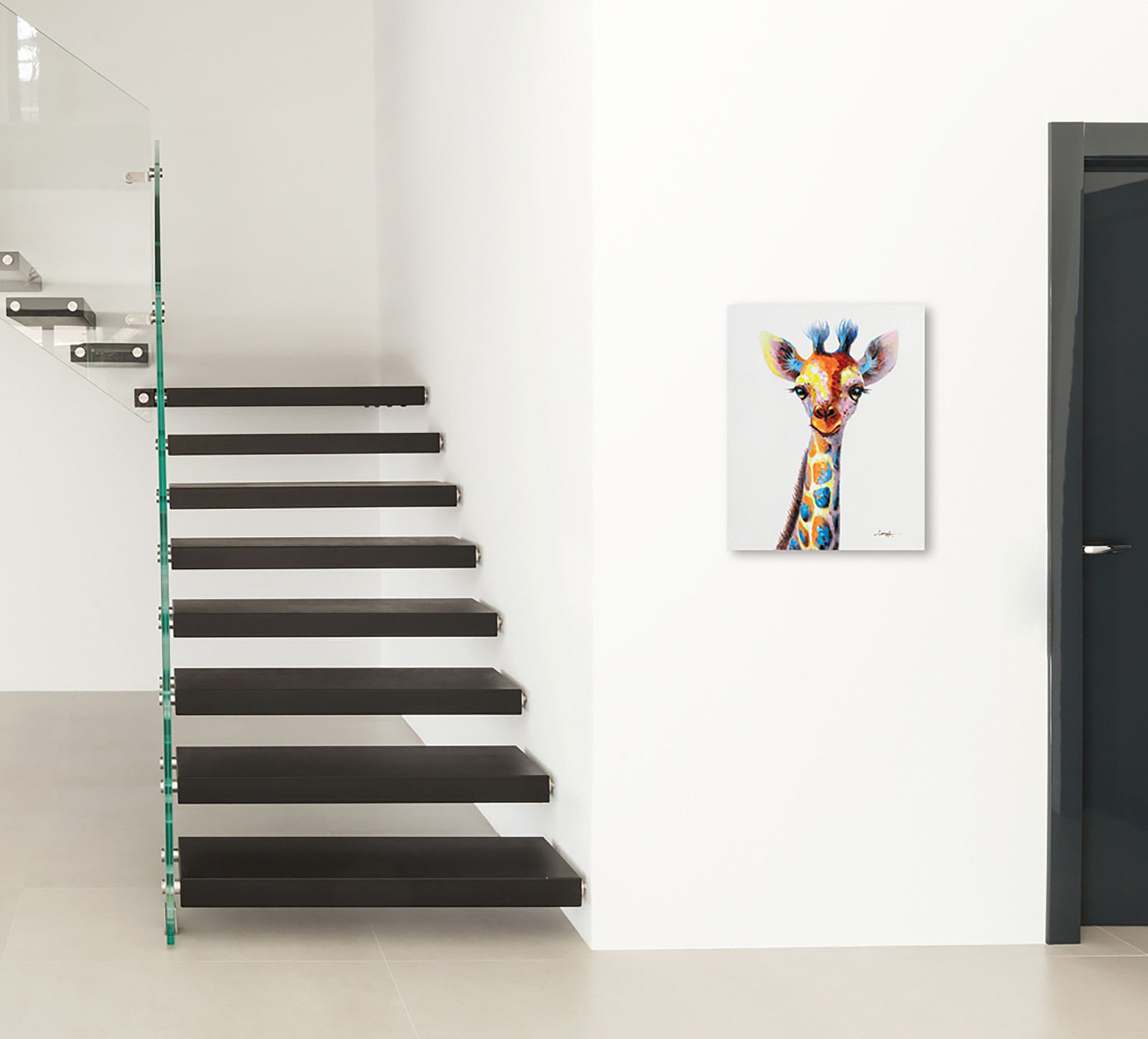 home24 Canvas afbeelding Portrait of a giraffe multicolor B: 40 cm, D: 50 cm, H: 3 cm