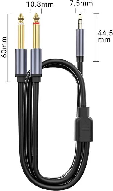 INF 3,5 mm auf Dual 6,5 mm Audiokabel – Schiefergrau: Verbinden Sie Ihre Geräte mit erstklassiger Klangqualität 5 m