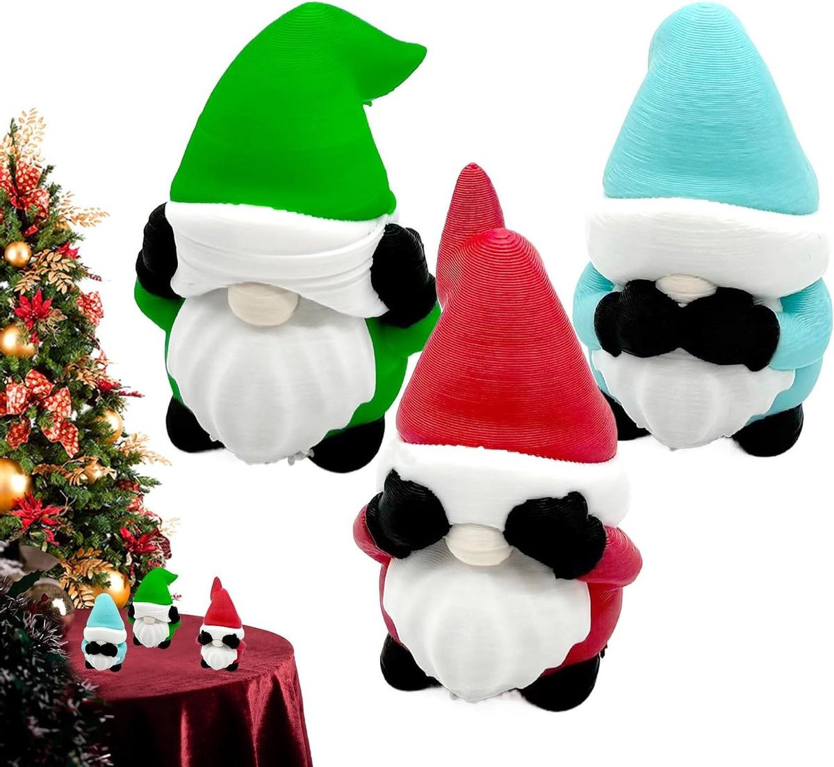 Kerstdwerg Miniatuur Figuurtje - 3D Geprint Decoratie Beeldje - 5 cm