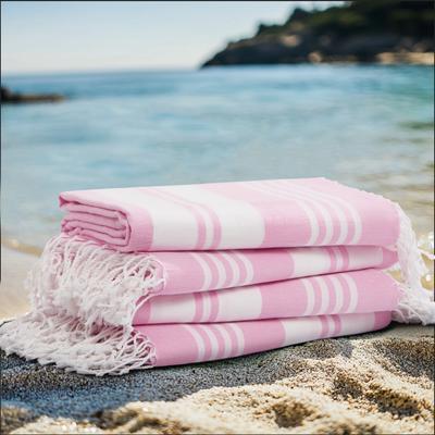 4 Pack Sand Free - Oceanfront Resort Salty Stripe Turkish Lightweight Peshtemal Beach Towel