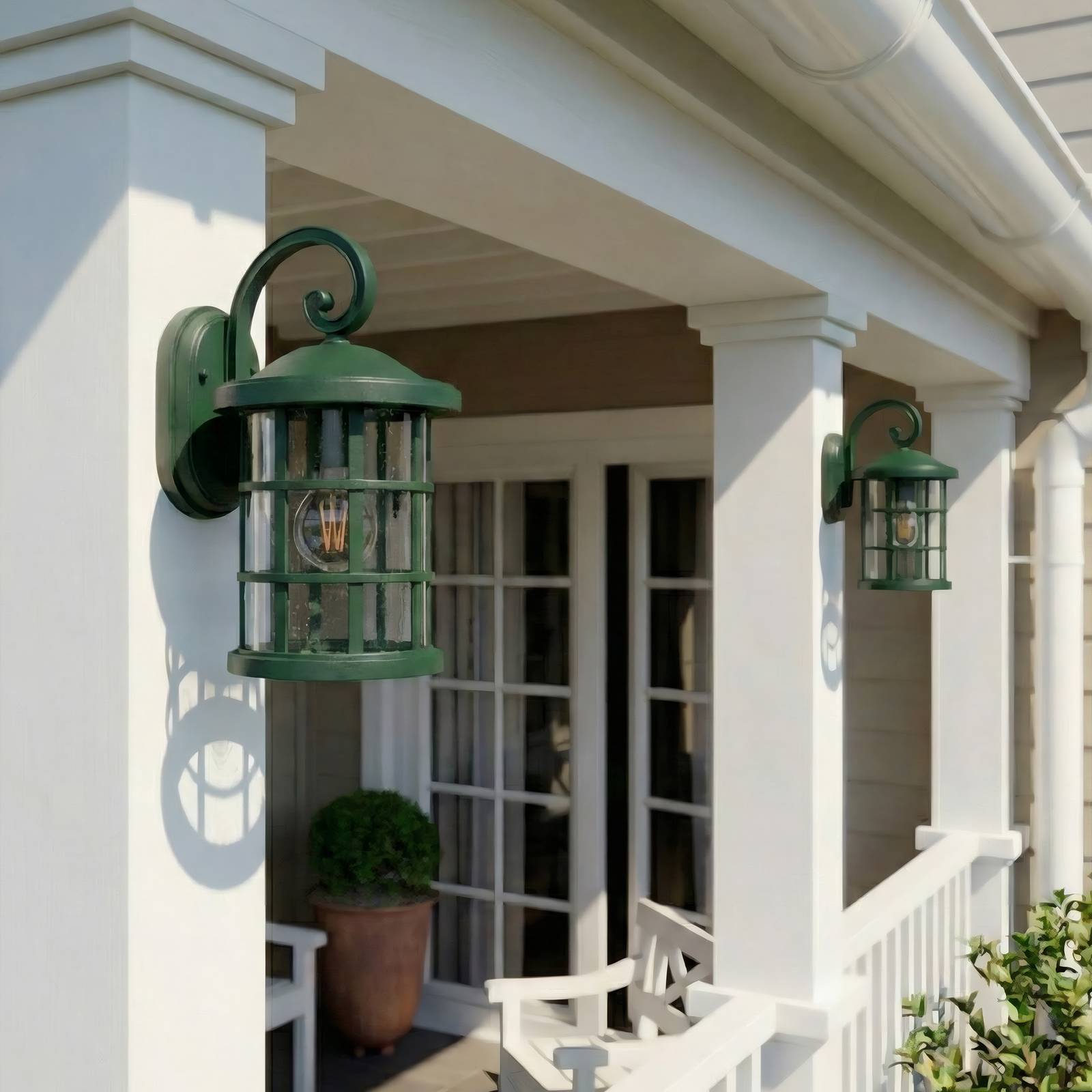 Außenwandleuchte Ankea Lindby, dimmbar, grün, Kunststoff, Antik, Wandleuchte außen