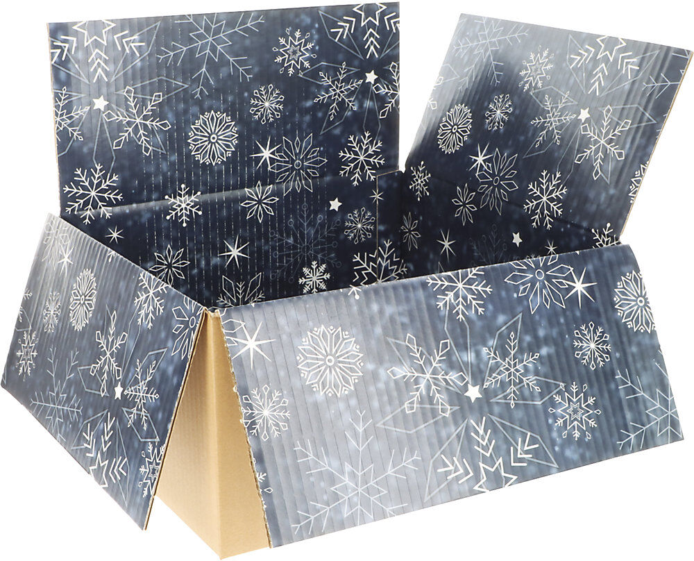 Wellpapp-Faltkarton mit Innendruck Christmas, Hochglanz, Innenmaße 350 x 315 x 170 mm, VE 20 Stk, ab 2 VE ratioform