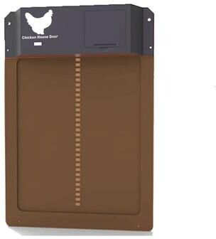 Inspire Essentials Automatic Chicken Coop Door Opener Light Sensor, Battery Operated, Weatherproof Hen House Gate brown