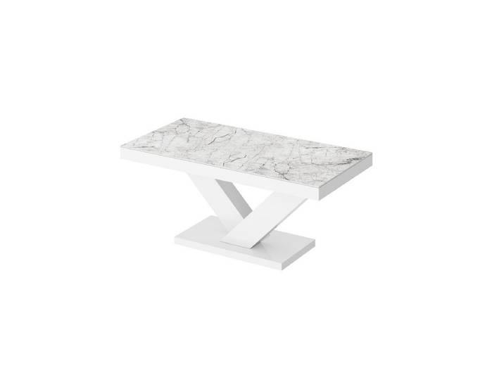 designimpex Couchtisch Design HV-888 Marmoroptik Hochglanz - Weiß Hochglanz Wohnzimmertisch