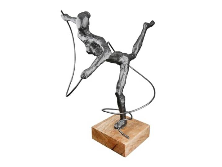 Casablanca Skulptur Körpergefühl, Deko Figur Anthrazit, Kunstharz u. Mangoholz Statue Wohnzimmer, Büro Dekoration H. 30 cm x B. 31 cm - Geschenk Moderne Skulpturen, Tanz Balett Tänzerin Figur