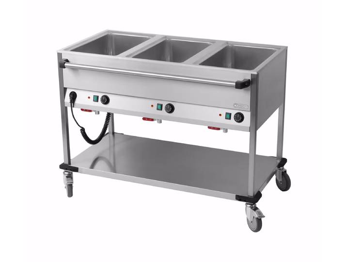 Bartscher Bain-Marie-Wagen 3 x GN 1/1-200mm, lang – Gastro Inventar/Gastro Einrichtungen – edelstahl