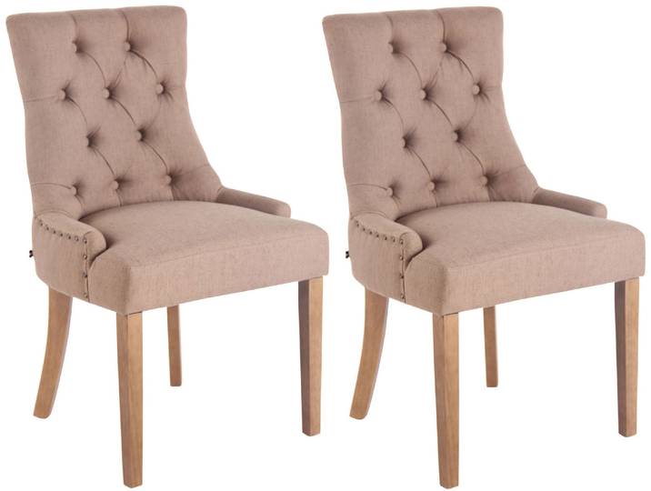 TPFLiving 2er Set Esszimmerstuhl Aboli Stoff antik-hell - Taupe