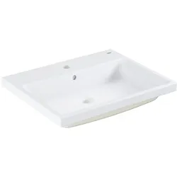Grohe Cube Keramik Einbauwaschtisch 3947900H 60cm, 1 Hahnloch mit Überlauf, Rückseite glasiert, alpinweiß PureGuard
