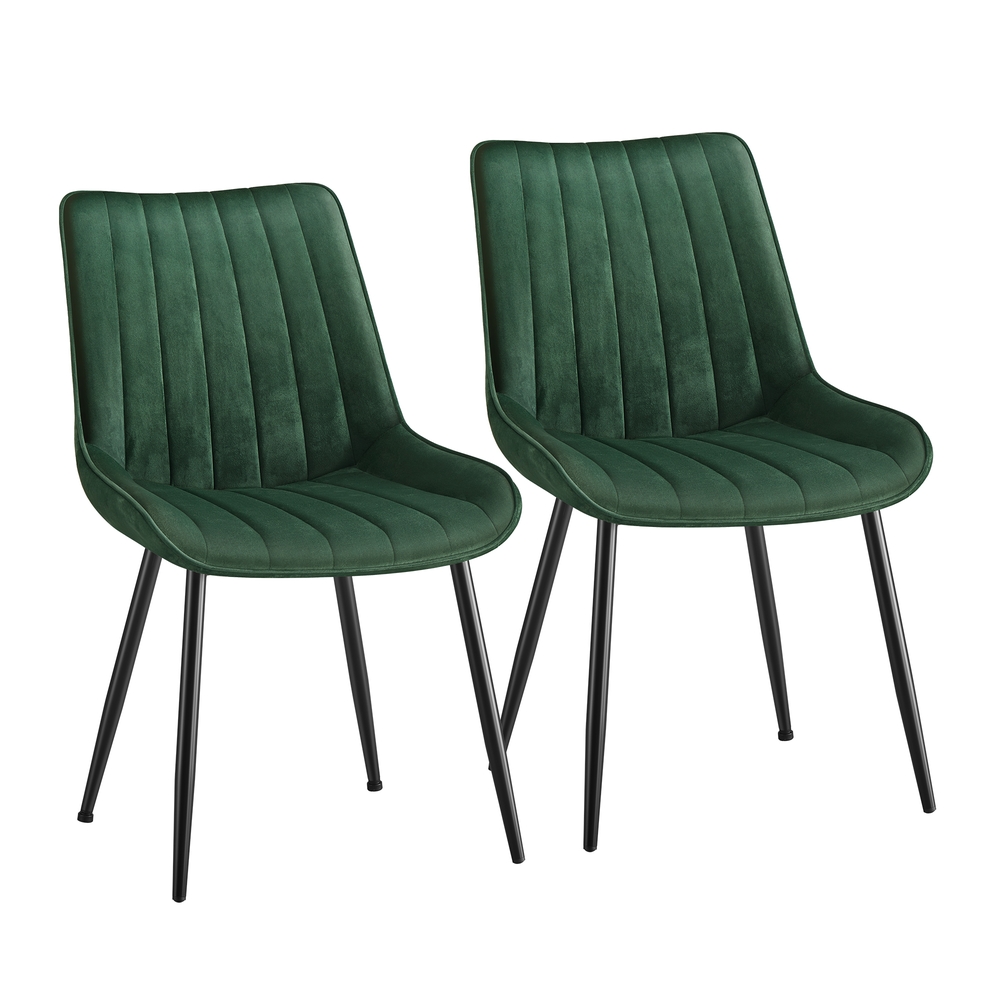 SONGMICS Esszimmerstuhl 2er Set mit Stahlbeinen grün-tintenschwarz LDC090C01