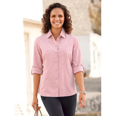 Hemdbluse CASUAL LOOKS, Damen, Gr. 42, lila (hortensie), 100% Baumwolle, unifarben, Blusen Hemdbluse