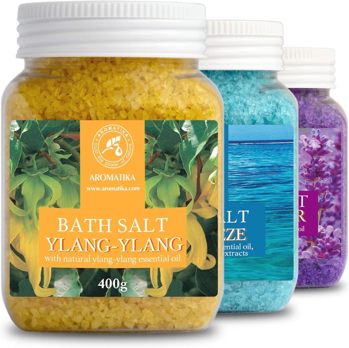 Aromatische Badzouten Set met Lavendel, Sea Breeze en Ylang-Ylang voor Ontspanning en Huidverzorging