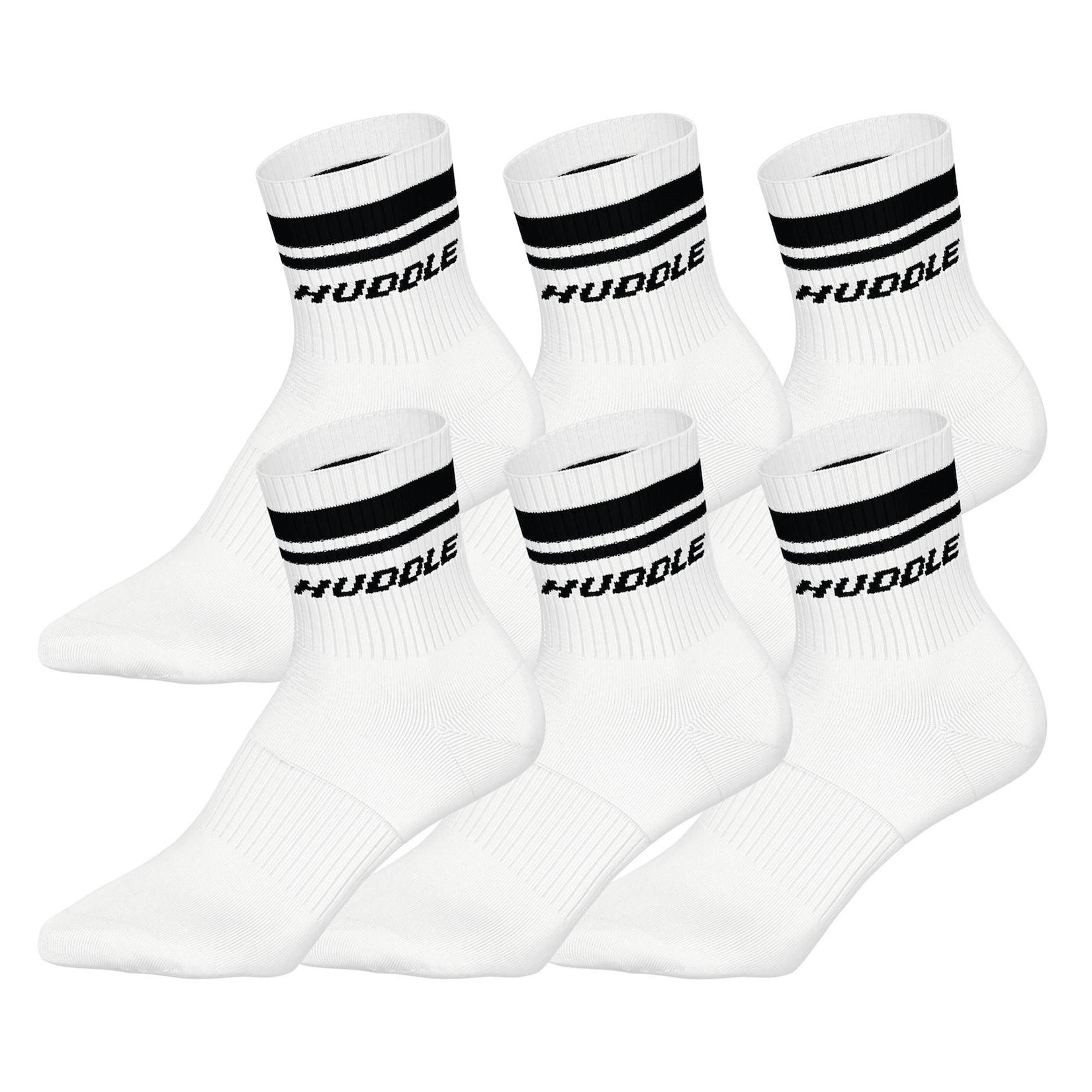 HUDDLE 6pk Short Crew Socks Double Stripe Unisex Socken