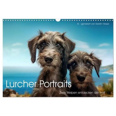 Lurcher Portraits - Zwei Welpen entdecken die Welt (Wandkalender 2027 DIN A3 quer), CALVENDO Monatskalender