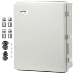 VEVOR Elektrischer Anschlusskasten für den Außenbereich, 35 x 25 x 15 cm, Elektrogehäuse aus ABS-Kunststoff mit Klappdeckel, Edelstahlriegel, IP67, staubdicht und wasserdicht für elektrische