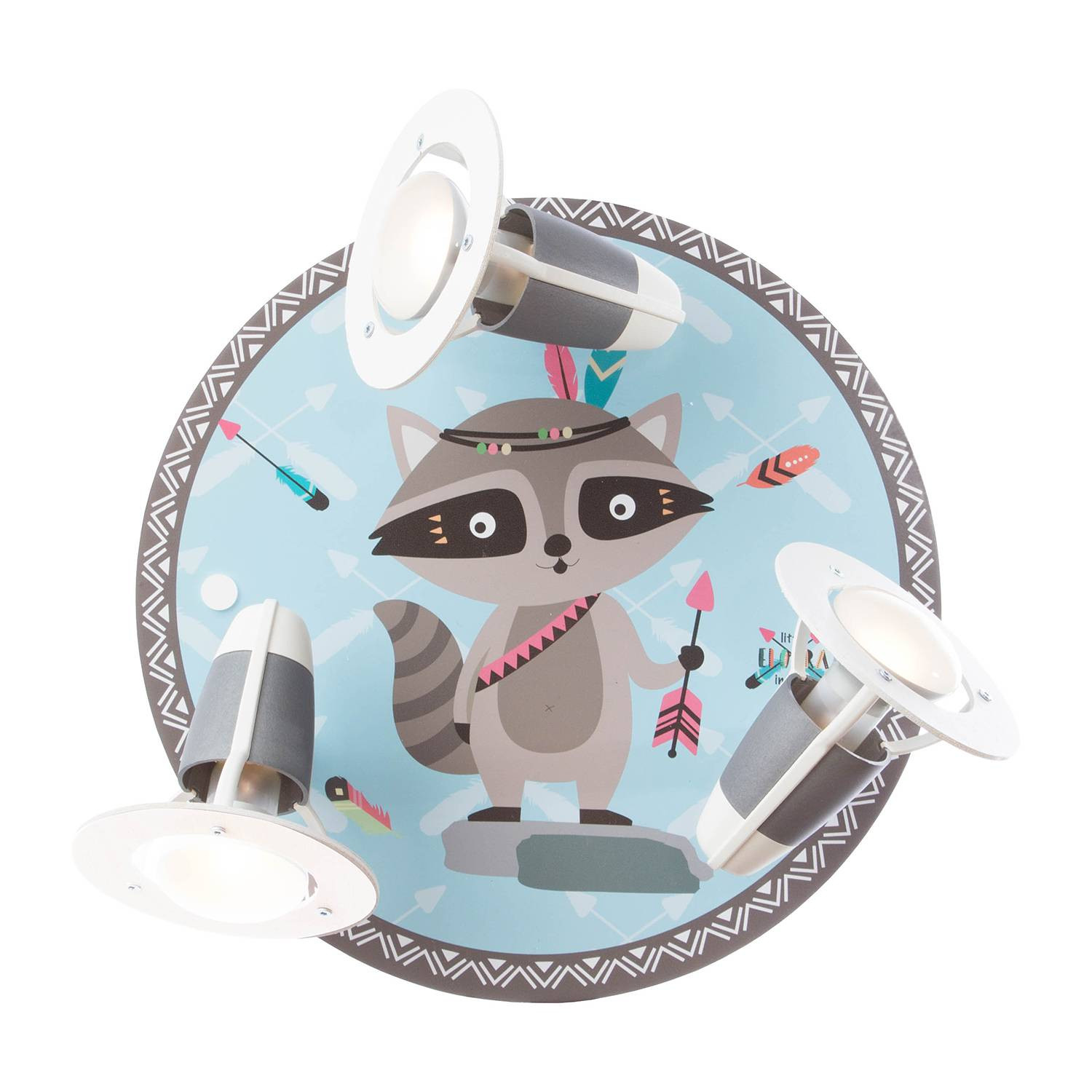 Elobra Little Indians Wasbeer Oskar Plafondlamp, Blauw/Bruin, H 30 x B 30 x D 20 cm