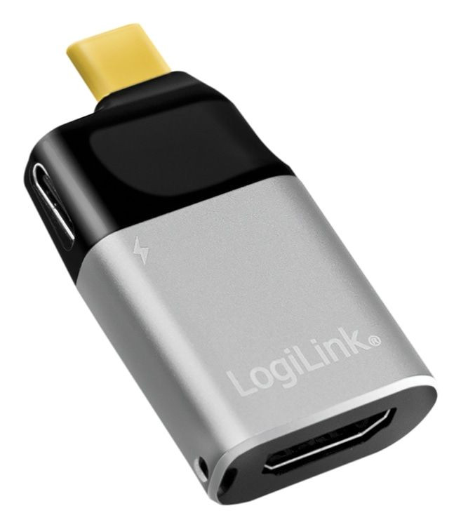 LogiLink CUA0203 USB Type-C naar HDMI Type A adapter, zwart en grijs