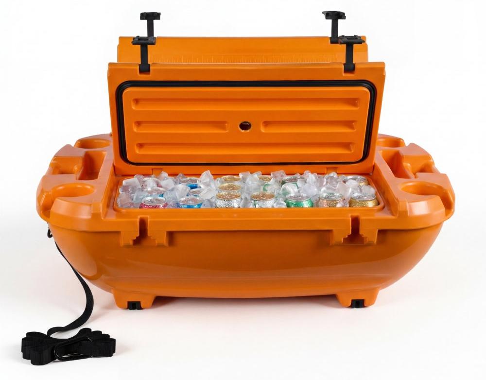 Schwimmender Kühlbox, Orange - 37,9 Liter Fassungsvermögen - Aus LLDPE-Material - Für Schwimmbad und Strand