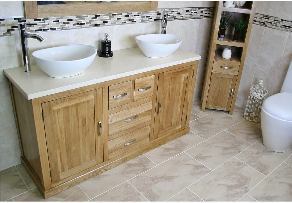 Belfry Bathroom Degraw 1430 mm Freestanding Double Vanity with Vessel Ceramic Basin Cream 1,430mm W