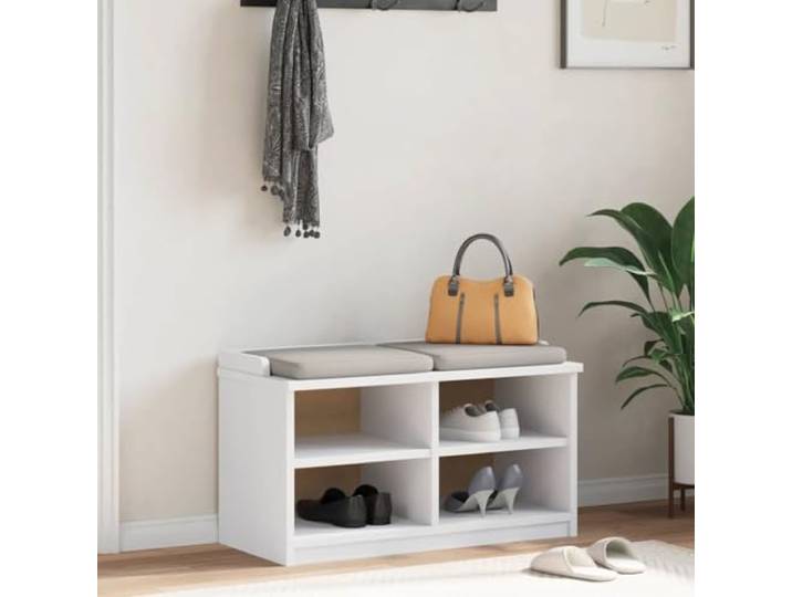 KTHLBRH Sandnes Bank Weiß 87 x 40 x 50 cm Massivholz Kiefer 4 offene Einlegeböden, Kapazität 110 kg, UV-Lack, leicht zu reinigen, kippsicher