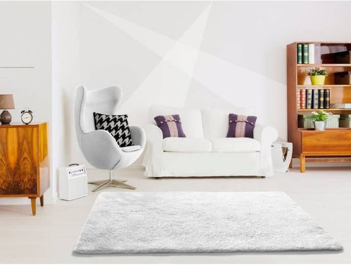 Tapis ATTICGO shaggy uni 80 x 150 cm ALPACA blanc
