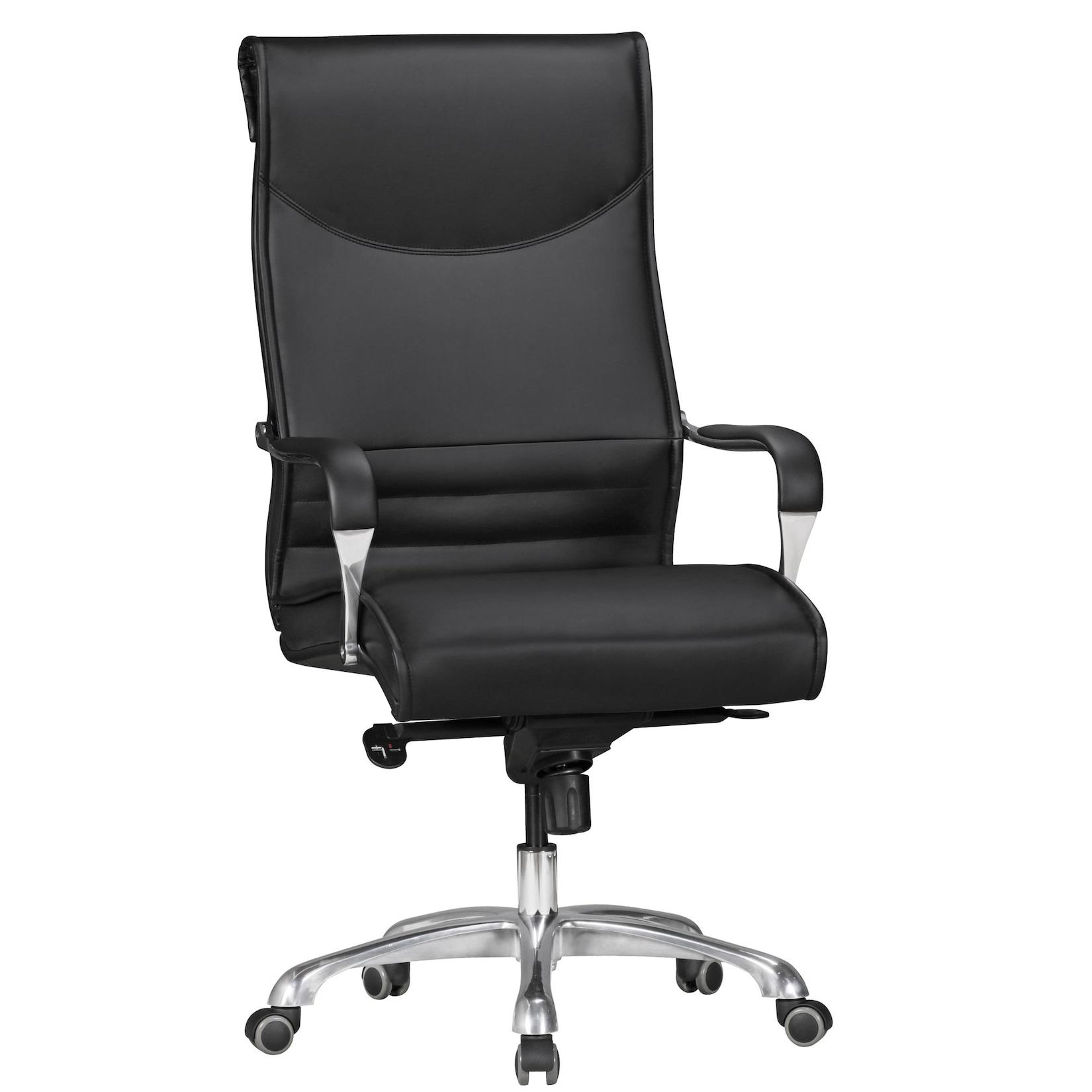 KADIMA DESIGN Chefsessel VENGA: XXL, ergonomisch, Kunstleder, höhenverstellbar, 150 kg Belastbarkeit, Schwarz/Caramel.