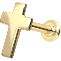 14 Karat Gold Labret mit Innengewinde KREUZ