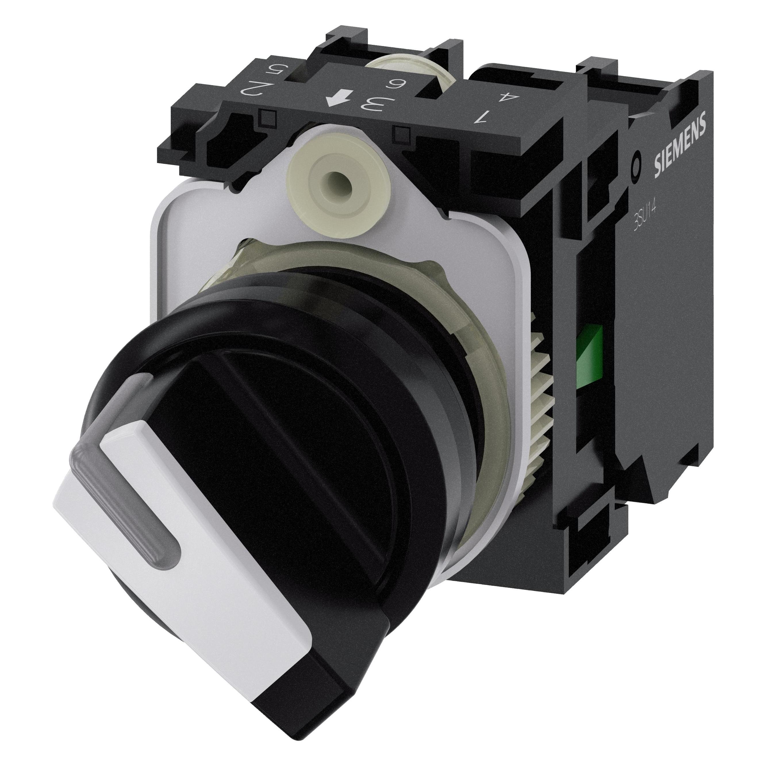Siemens Selector switch, 22mm, black, white (3SU1100-2BF60-1MA0)