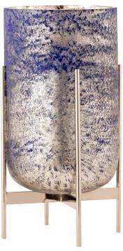 Atlas Lighting and Home Atlas Bailey Blue Glass Gold Flecked Vase