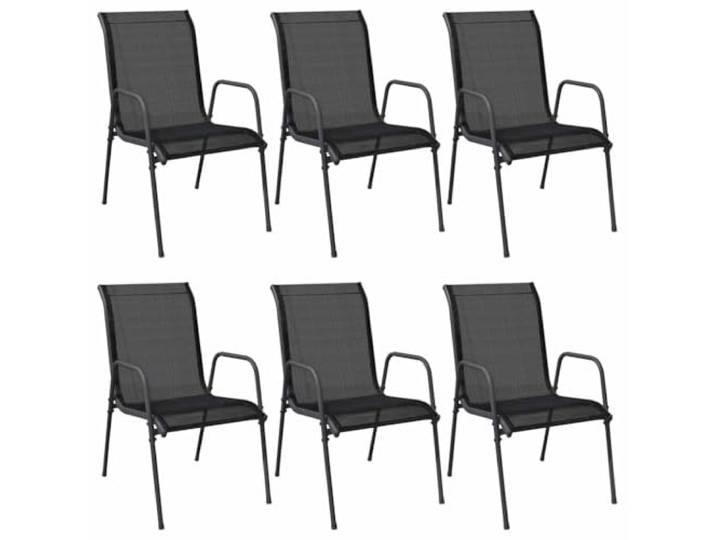 KUTYWEXFM Gartenstuhl 6er Set Balkonstühle mit Armlehnen Schwarz Bequeme Sitzgruppe für Terrasse und Gartenbereich mit luftdurchlässigem Textilbezug auf solidem Stahlgestell.
