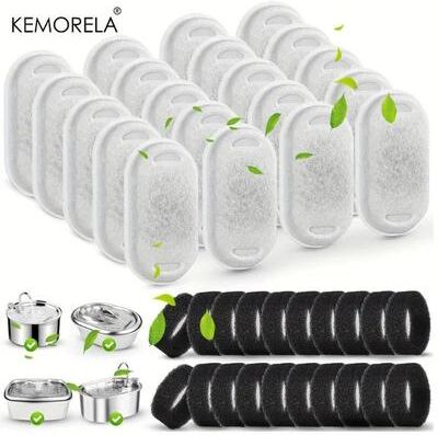 Inspired Living PureFlow Pet Fountain Filter Replacement Set 20 Activated Carbon Filters & 20 Pre Filter Sponges For Cat & Dog Water F PureFlow Pet Fountain Filter Replacement Set 20 Activated Carbon Filters & 20 Pre Filter Sponges For Cat & Dog Water F