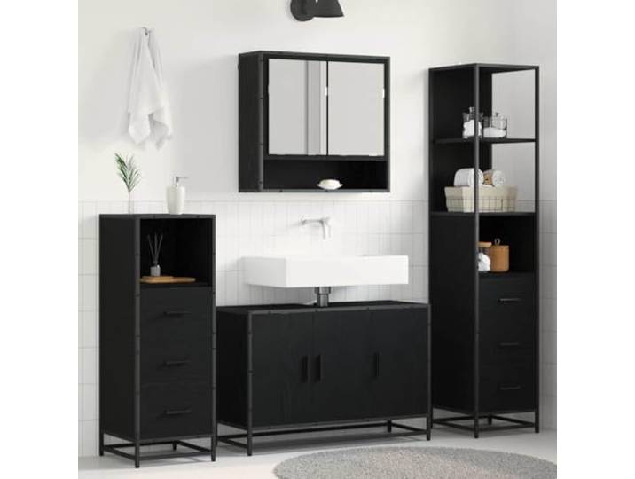 WEMYUFURN Badezimmermöbelset 3 STK. Altholz 90 x 33 x 60 cm Schrank Wandmontiert, Holzwerkstoff, pflegeleichte Oberfläche, klare Linien, minimalistisch