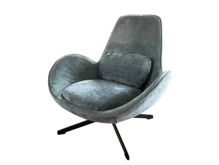 Fauteuil rotatif en velours gris bleuté