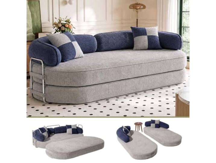 LIOVOYO Schlafsofa 4-in-1, modernes Sofa mit Fußboden aus Cordstoff (Grau)