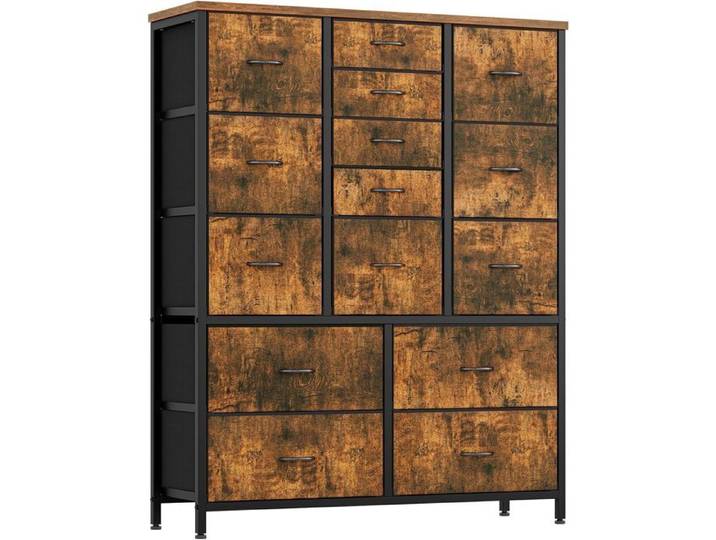 Commode Chambre Commode à 15 Tiroirs en Tissu Armoire Meuble Rangement pour Chambre Entrée Salon Chambre d'enfant 100x30x123 cm
