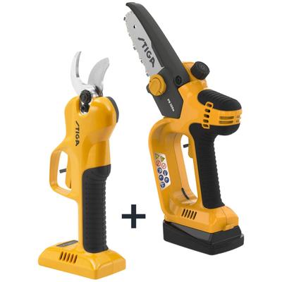 Akku-Astschere STIGA GARDEN "SC 100 + PR 100 Setkoffer", gelb, Gartenscheren-Maschinen