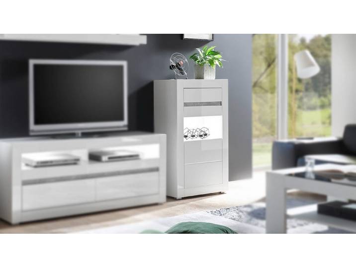 Möbel Akut Vitrine Vitrine Carat Glasvitrine weiß Hochglanz 66 cm
