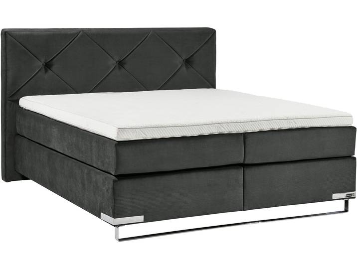 Boxspringbett, Anthrazit, 177x214 cm, Microfaser, 3 Härtegrade, Modern, Musterring