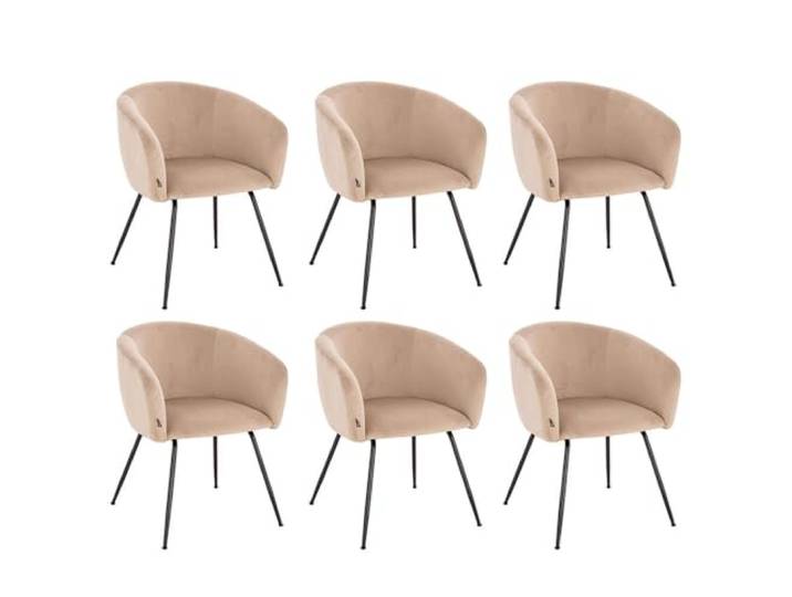 Home Deluxe - Polsterstuhl ARIA - 6 Stück, Farbe: Samt Beige - weiche Polsterung, bis 120 kg belastbar I Küchenstuhl Speisestühle Esszimmerstühle