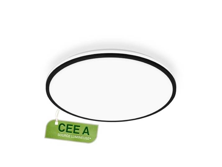BRILONER - Plafonnier LED\, CEE A source lumineuse\, 8\,5W 1800 lm\, lumière indirecte\, panneau lumineux extra plat\, éclairage salon\, cuisine\, chambre\, couloir\, 33x6 cm\, noir