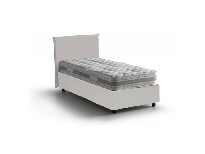 Lit simple en simili cuir blanc 80x190 cm