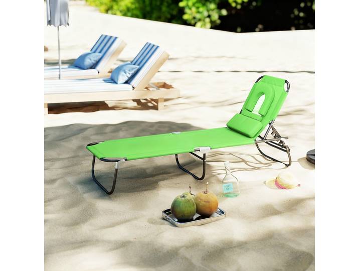 Outsunny Transat Jardin Pliant Lecture Vert